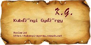 Kubányi György névjegykártya